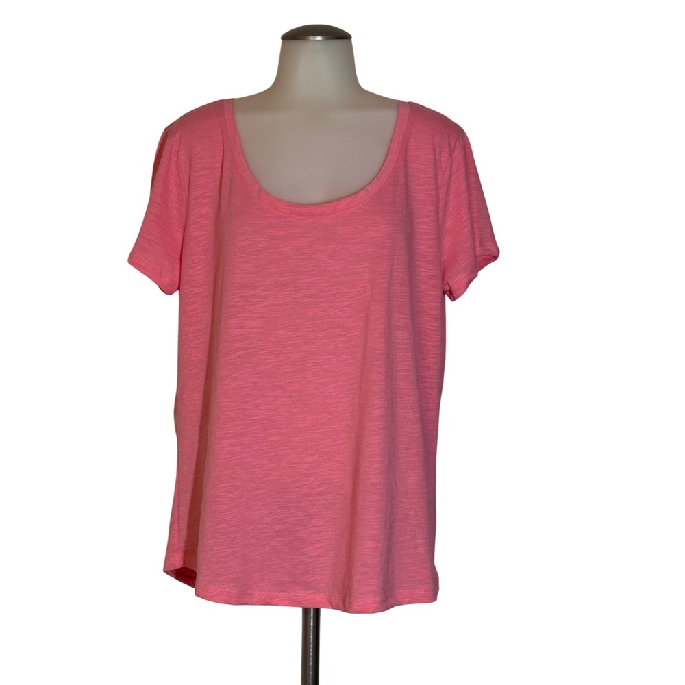 Sonoma The Everyday Scoop Tee Women Large Pink Short Sleeve Slub New With Tags